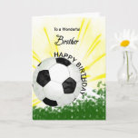 Tarjeta Brother Birthday Soccer Card<br><div class="desc">¡Dale a tu hermano amante del fútbol una tarjeta de fútbol con un tema de fútbol explosivo! Un fútbol con las palabras 'A un maravilloso hermano'.</div>