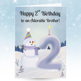 Tarjeta Brother Happy 2nd Birthday Snowman Building
