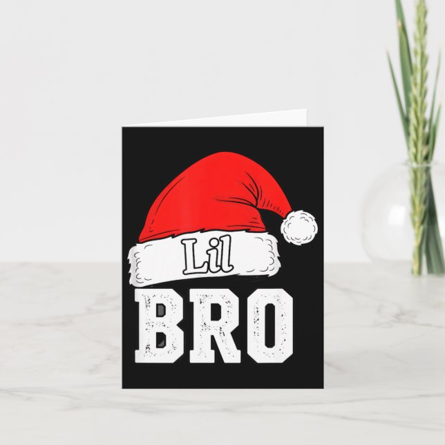 Tarjeta Brother Lil Bro Santa Hat Christmas Little Brother (Anverso)