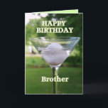 Tarjeta Brother Martini Golf Ball Happy Birday Card<br><div class="desc">Hermano Martini Golf Ball Birthday CardGolf es una gran excusa para celebrar un cumpleaños en el hoyo 19!</div>