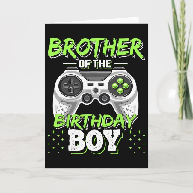 Tarjeta Brother Of The Birthday Boy Matching Video Game Bi (Anverso)