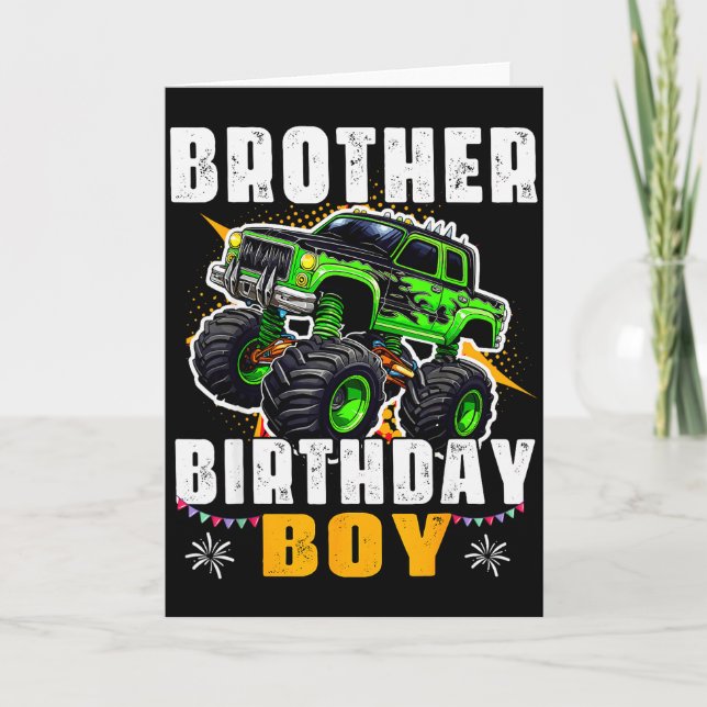 Tarjeta Brother Of The Birthday Boy Monster Truck Family M (Anverso)