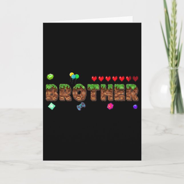 Tarjeta Brother Of The Birthday Boy Pixel Game Matching Fa (Anverso)