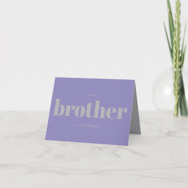 Tarjeta Brother Wedding Minimal Simple Lavender Silver (Anverso)