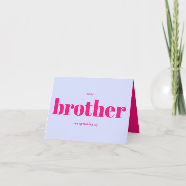 Tarjeta Brother Wedding Minimal Simple Lilac pink (Anverso)