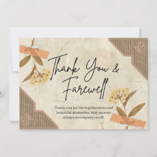Tarjeta Brown and Cream Vintage Thank You Farewell
