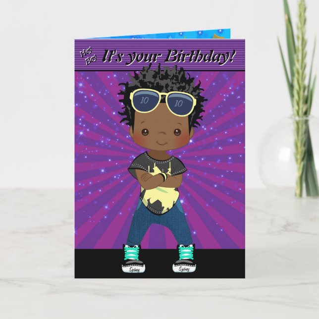 Tarjeta Brown Boys Hip Hop Word Search Feliz cumpleaños (Anverso)