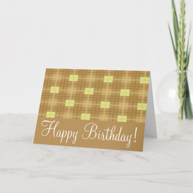 Tarjeta Brown Plaid "Birthday Card" (Anverso)