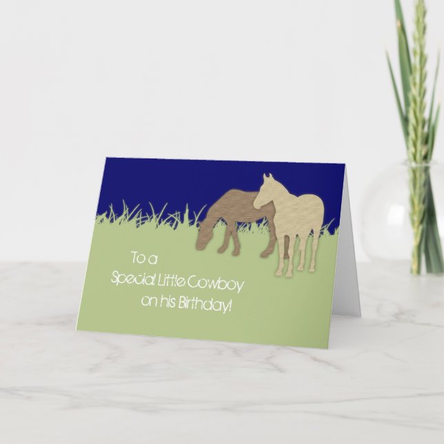 Tarjeta Brown Ponies Cowboy Birday Card (Anverso)