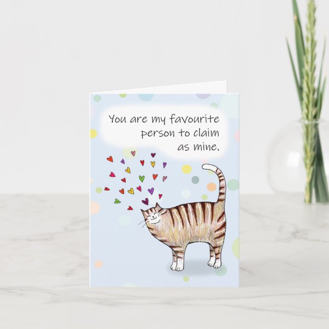 Tarjeta Brown Tabby Cat I love you Folded Greeting Card (Anverso)