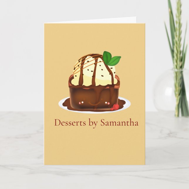 Tarjeta Brownie de chocolate con helado de vainilla (Anverso)