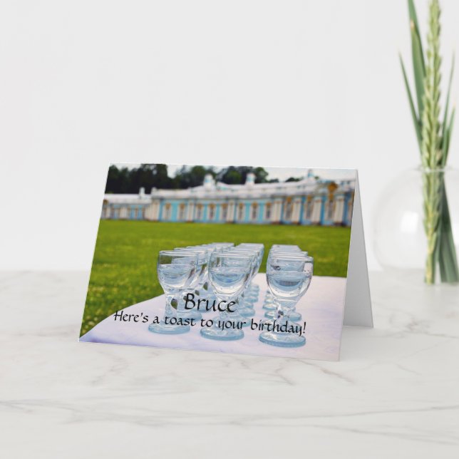 Tarjeta Bruce Happy Birthday, Vodka Shots Catherine Palace (Anverso)