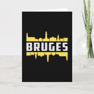Tarjeta Bruges Bélgica Ciudad Silueta Panorámica Regalo Di