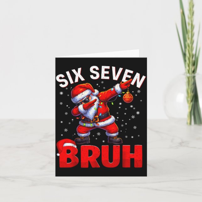 Tarjeta Bruh 67 Dabbing Santa Funny Meme Six Seven Christm (Anverso)