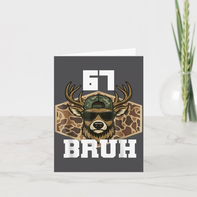 Tarjeta Bruh 67 Deer Funny Deer Hunting Camo Hat Youth Tee (Anverso)