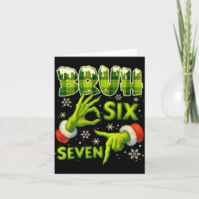 Tarjeta Bruh 67 Six Seven 6 7 Meme Christmas Funny Gen Alp (Anverso)