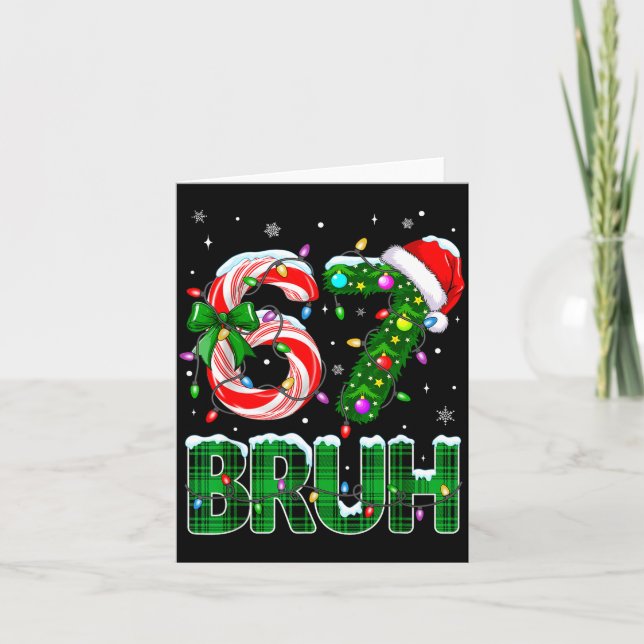 Tarjeta Bruh 67 Six Seven 6 7 Meme Christmas Tree Candy Ca (Anverso)