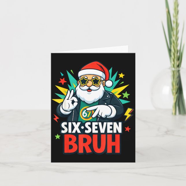 Tarjeta Bruh 67 Six Seven 6 7 Meme Gen Alpha Christmas Gen (Anverso)