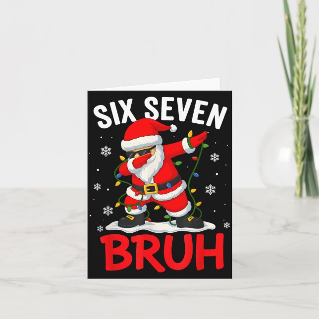 Tarjeta Bruh 67 Six Seven Santa Dabbing Christmas Meme Boy (Anverso)