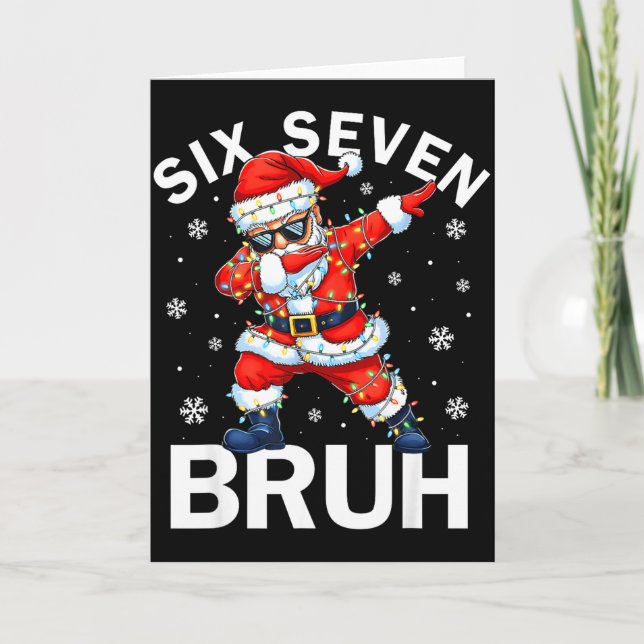 Tarjeta Bruh 67 Six Seven Santa Dabbing Christmas Meme Boy (Anverso)