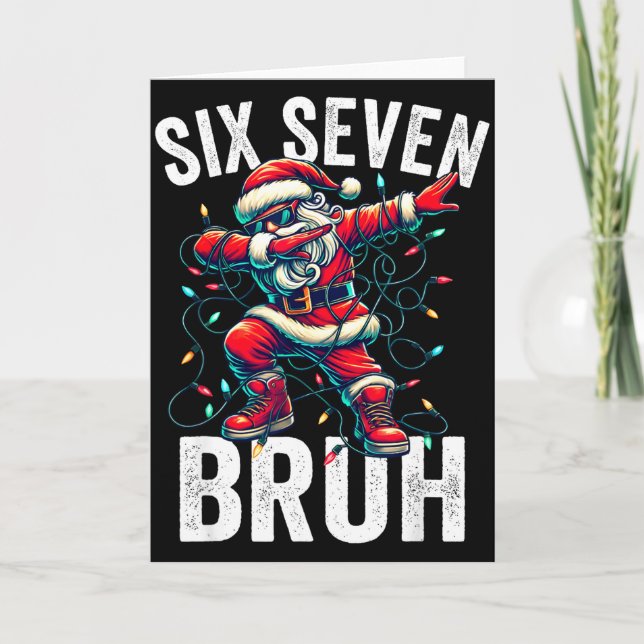 Tarjeta Bruh 67 Six Seven Santa Dabbing Christmas Meme Boy (Anverso)