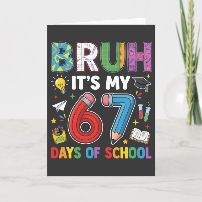 Tarjeta Bruh 6 7 Días Divertido Retro (Anverso)
