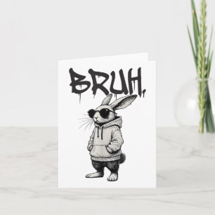 Tarjeta Bruh Bunny Face con Sungles Hip Hop Easter Men Bo