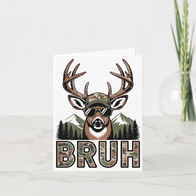 Tarjeta Bruh Camo Deer Hunting Camouflage Elk Buck Funny Y (Anverso)