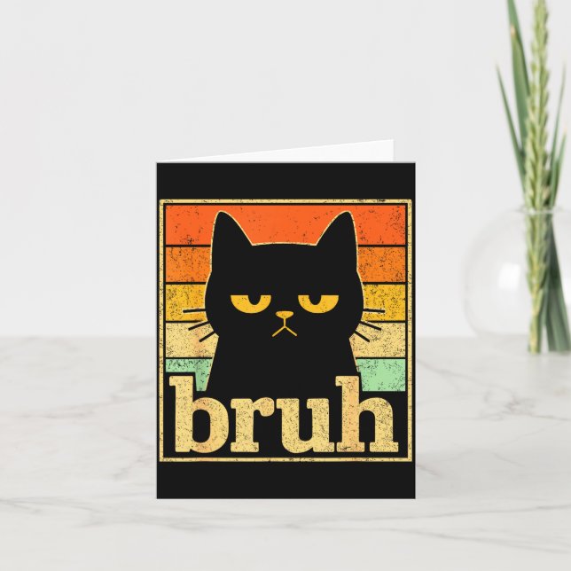 Tarjeta Bruh Cat Meme Graphic – Funny Cat Retro Meme For T (Anverso)