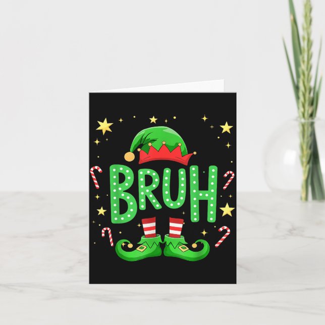 Tarjeta Bruh Christmas Elf Funny Xmas Kids Boys Christmas  (Anverso)