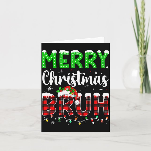Tarjeta Bruh Christmas Red Plaid Teens Boys Kids Xmas Paja (Anverso)