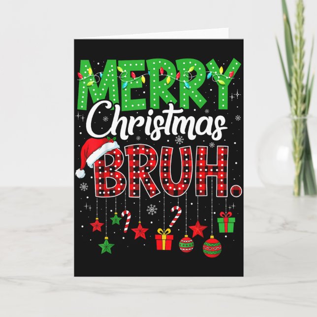 Tarjeta Bruh Christmas Red Plaid Teens Boys Kids Xmas Paja (Anverso)