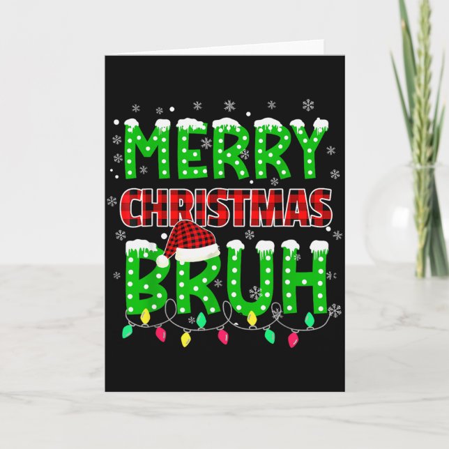 Tarjeta Bruh Christmas Red Plaid Teens Boys Kids Xmas Paja (Anverso)