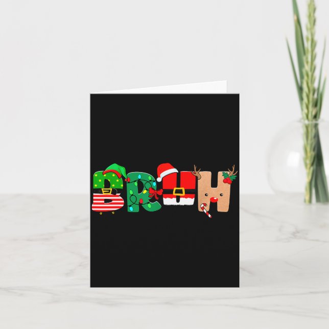 Tarjeta Bruh Christmas Tree Xmas Elf Santa Rudolph Pajamas (Anverso)