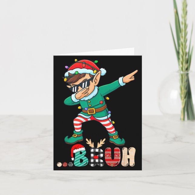 Tarjeta Bruh Dabbing Elf Funny Kids Boys Mens Christmas Ma (Anverso)