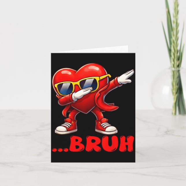 Tarjeta Bruh Dabbing Heart Funny Kids Boys Mens Valentine  (Anverso)