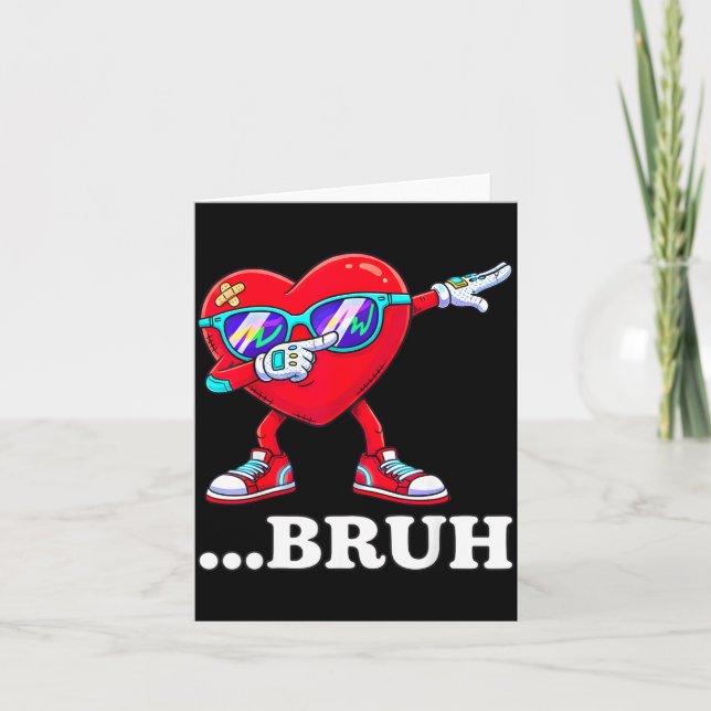 Tarjeta Bruh Dabbing Heart Funny Kids Boys Mens Valentine  (Anverso)