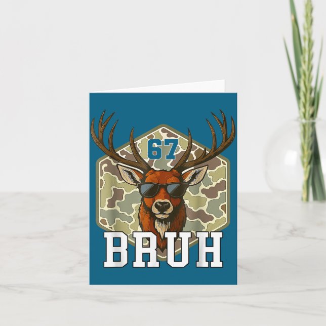 Tarjeta Bruh Deer 67 Funny Deer Hunting Camo Hat Youth Tee (Anverso)