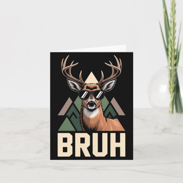 Tarjeta Bruh Deer Funny Deer Hunting Camo Hat Youth Kids S (Anverso)