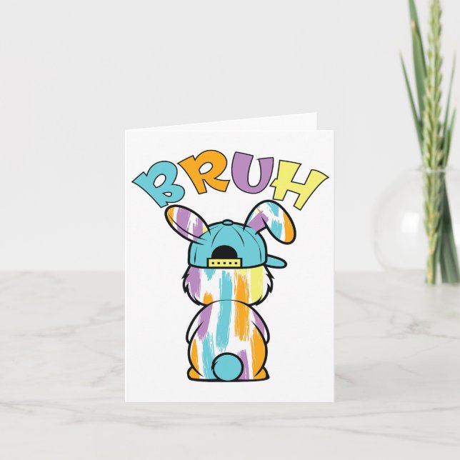 Tarjeta Bruh Easter Day Funny Colorous Rabbit Bunny Easter (Anverso)