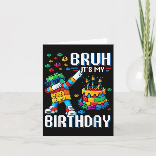 Tarjeta Bruh Es Mi Amo De Cumpleaños Constructor Bloques D (Anverso)