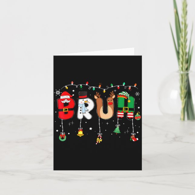 Tarjeta Bruh Funny Christmas Red Plaid Teens Boys Kids Xma (Anverso)