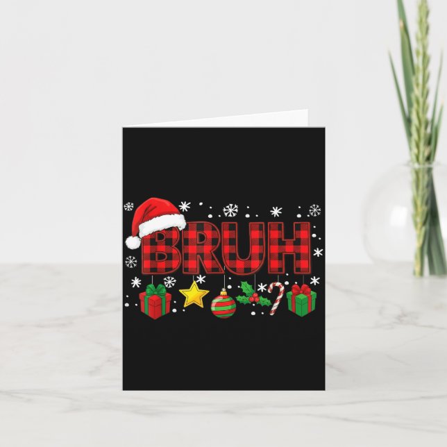 Tarjeta Bruh Funny Christmas Red Plaid Teens Boys Kids Xma (Anverso)