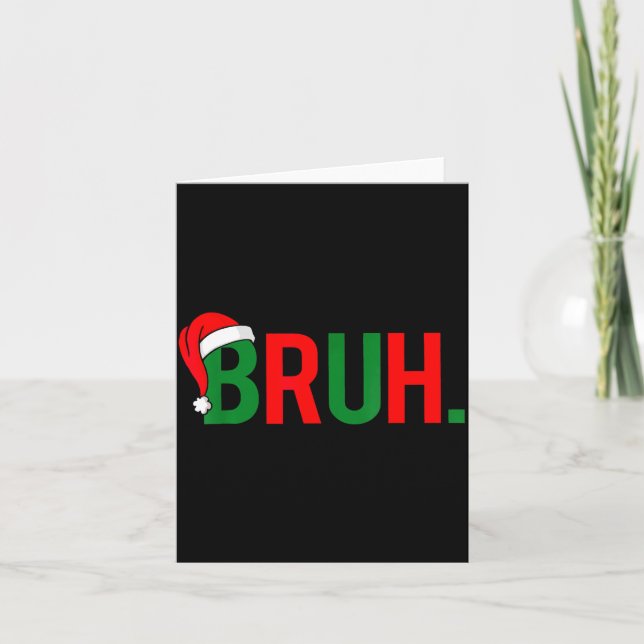 Tarjeta Bruh Funny Christmas Red Plaid Teens Boys Kids Xma (Anverso)