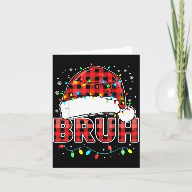 Tarjeta Bruh Funny Santa Hat Lights Christmas  (Anverso)