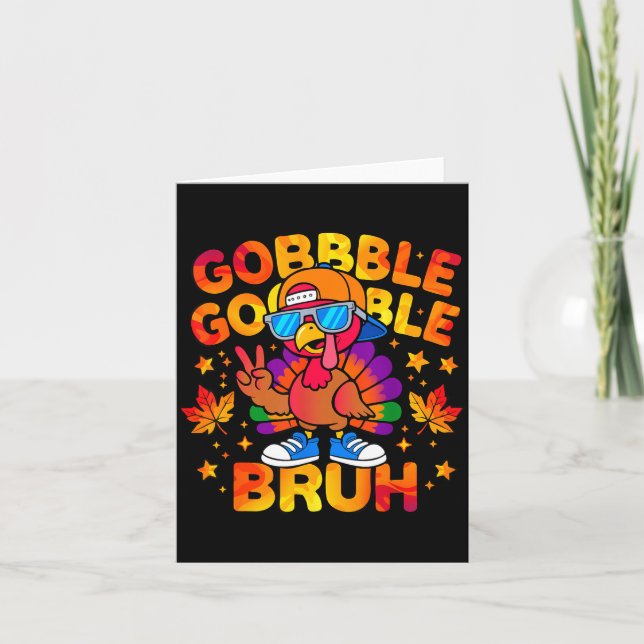 Tarjeta Bruh Funny Thanksgiving Turkey Gobble Outfit Boys  (Anverso)