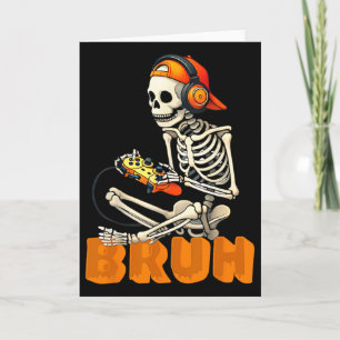 Tarjeta Bruh Halloween Esqueleto Jugador Video Juegos Chic