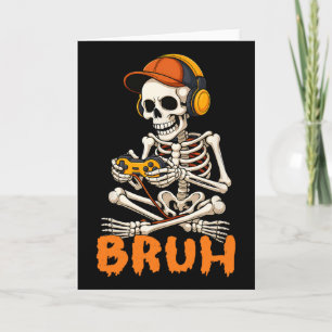 Tarjeta Bruh Halloween Esqueleto Jugador Video Juegos Niño