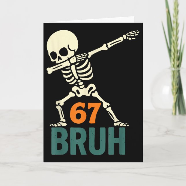 Tarjeta Bruh Halloween Meme Números Seis Sete Esqueleto Di (Anverso)