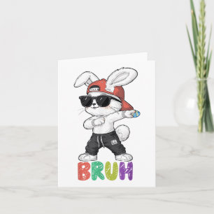 Tarjeta Bruh Meme Día de Pascua Dabbing Bunny Pascua Bruh 